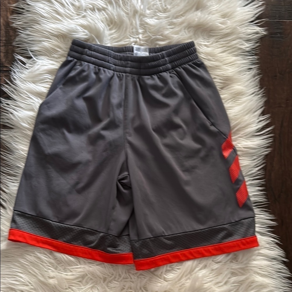 Gray and Red Boy's Adidas Shorts